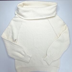 Free People Cream Echo Beach Cowl Neck Wool Blend Pullover Sweater Size S